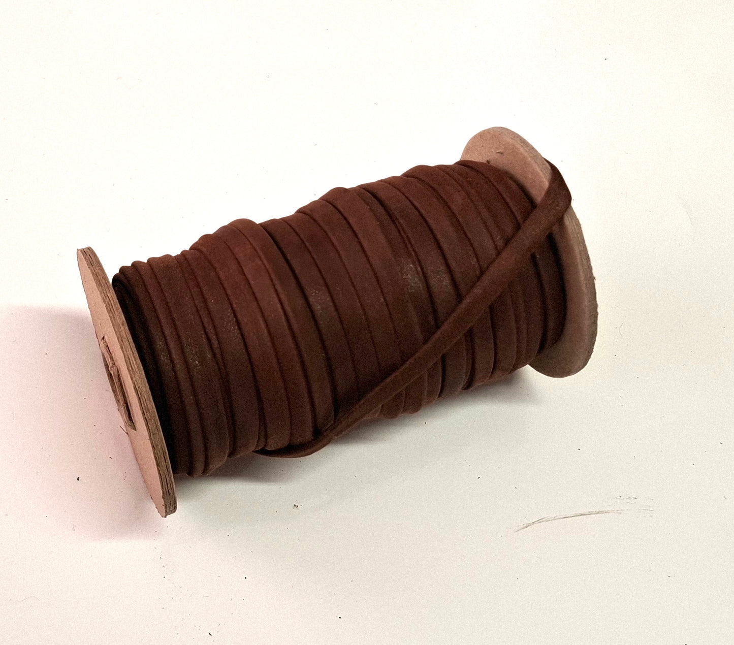 1/4" wide Lambskin Leather Lacing in Chestnut 0250BLA (5 yds) Double Folded Brown