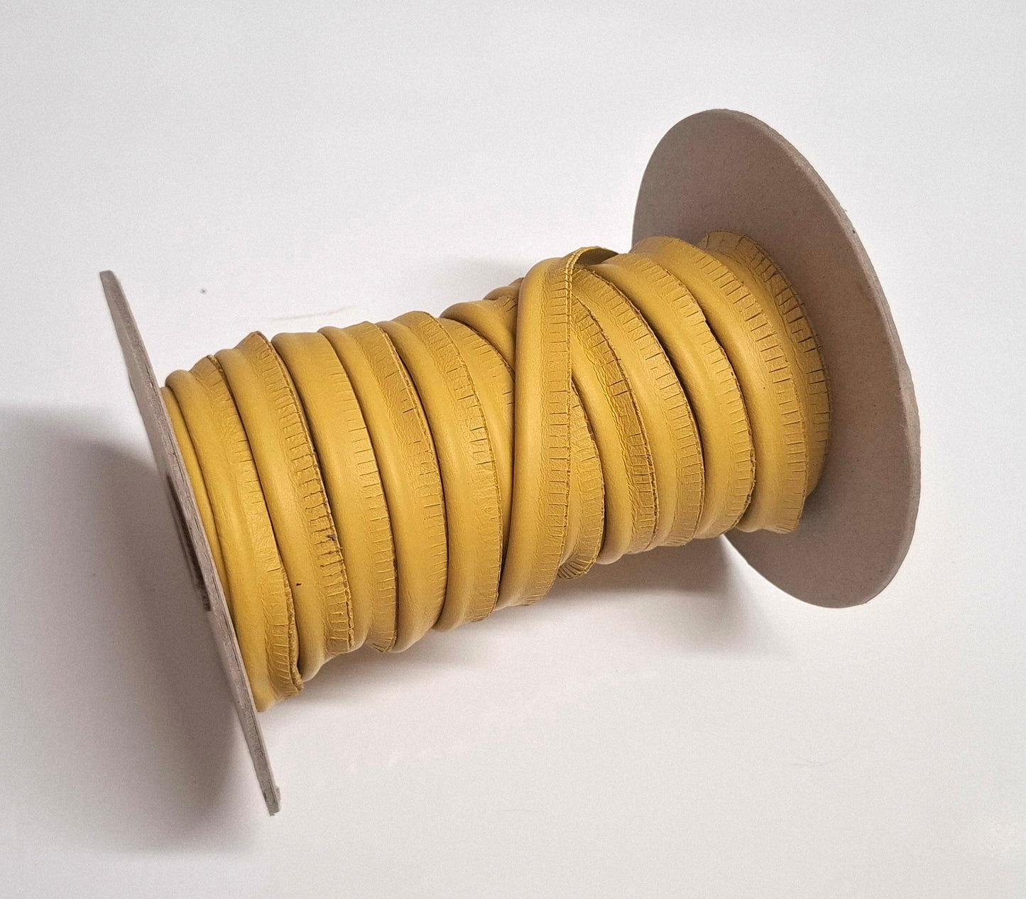 5/8" Round Cord Piping, Genuine Cowhide Leather in Mustard (2 YDS) 3118XC - bold piping; upholstery piping; large cushions