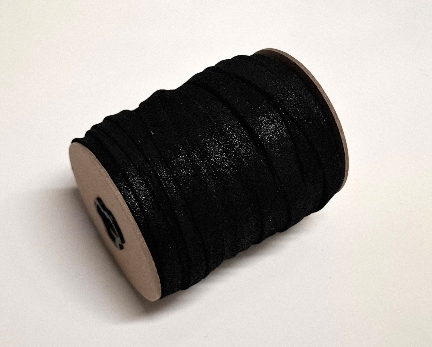 1/2" wide pig suede strip in Sparkle black (3 yds) 3702XP5 Double-folded & Reinforced