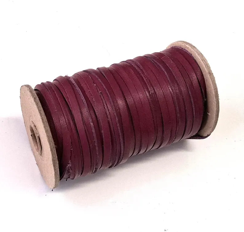 3/16" Flat, Lamb Leather Lacing in Red Wine (10 YDS) 0187NLA