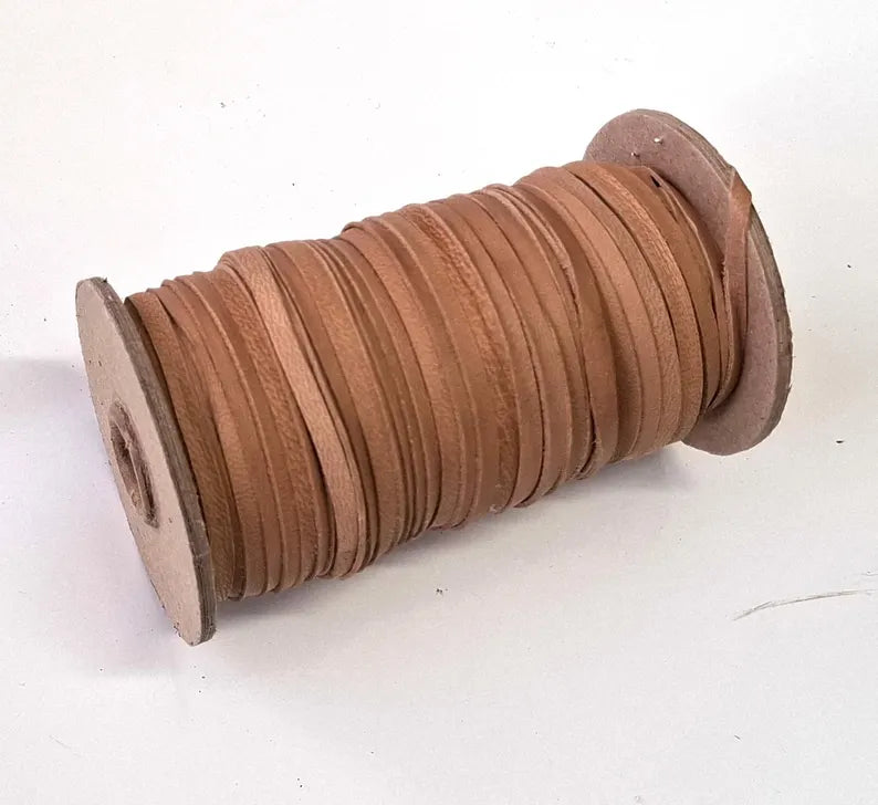 3/16" Flat, Lamb Leather Lacing in Dull Camel (10 YDS) 0187NLA