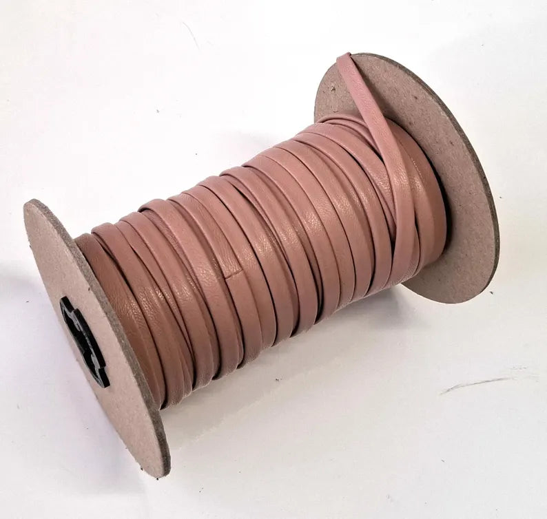 1/4" wide Lambskin Leather Lacing in Pink 0250BLA (5 yds) Double Folded