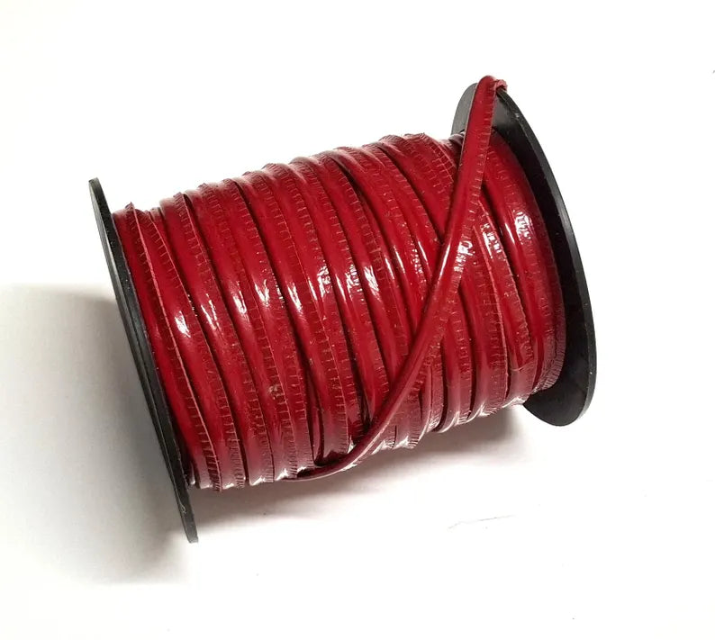 5/16" Leather Cord Piping (5 yards) in Red Krinkle Patent 2095XCK