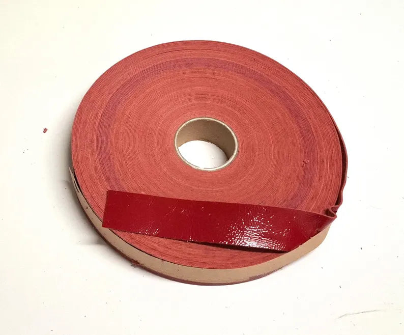 1" Leather Cord Piping (3 yards) in Red Krinkle Patent 1000FCK