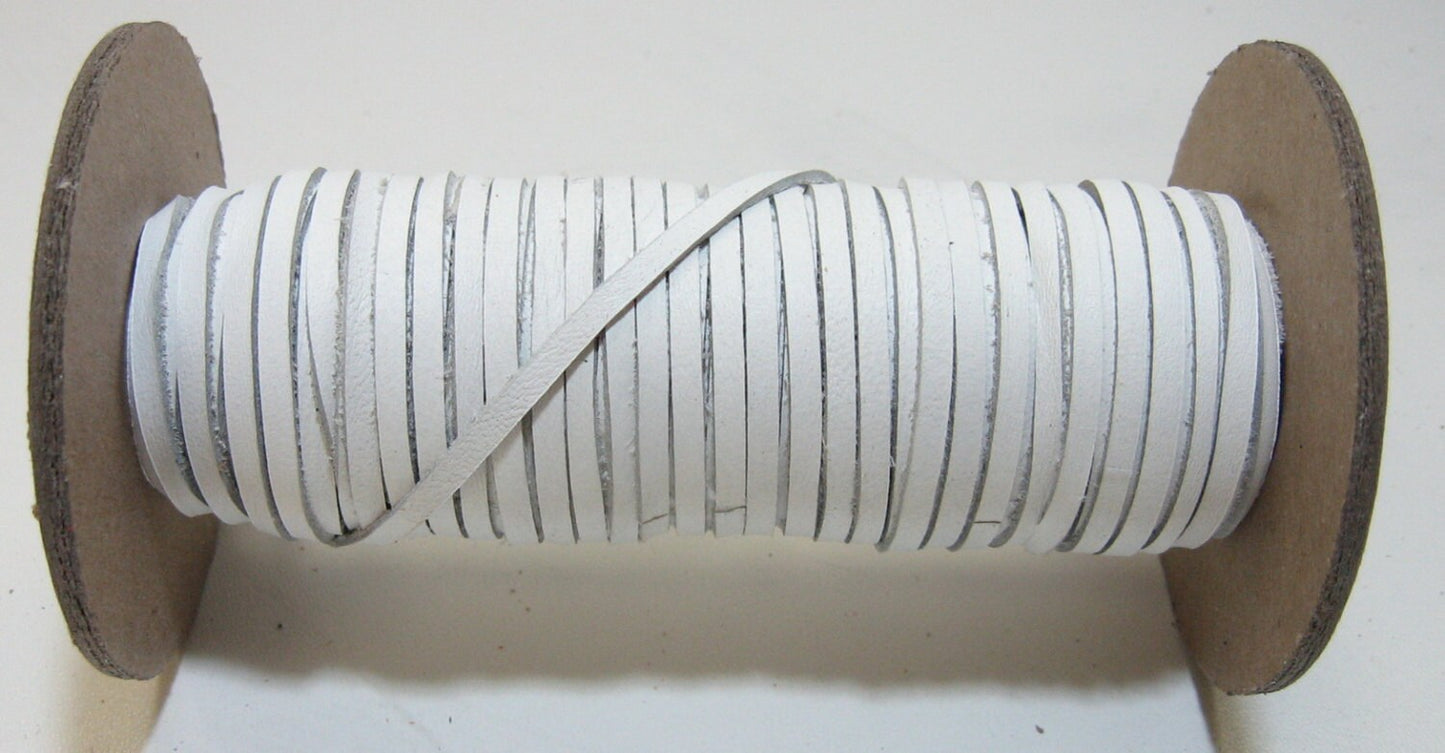 1/8" Flat White Duquesa Cowhide Leather Lacing (10 yds) 0125ND9 jewelry cord; DIY;dream catchers; leather crafts; tassels; fringe