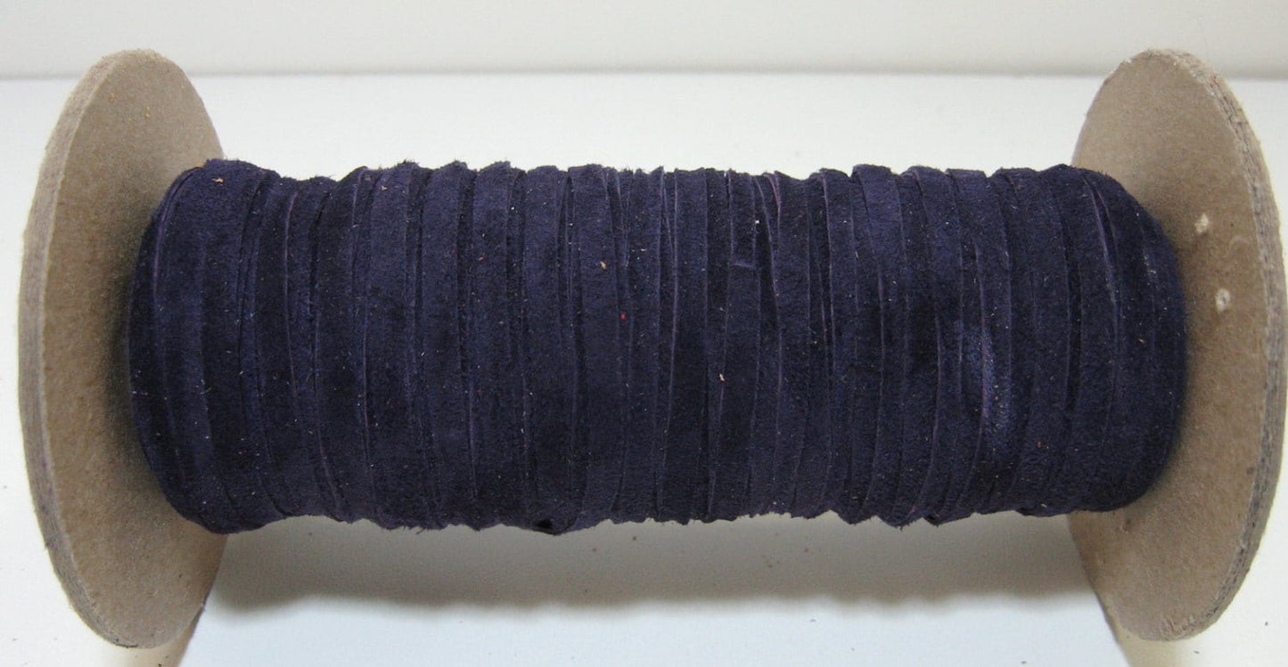5/32" Flat, Pig Suede Lacing in Purple Grape (10 YDS) 0156NP4 jewelry cord; DIY;dream catchers; leather crafts; tassels; fringe
