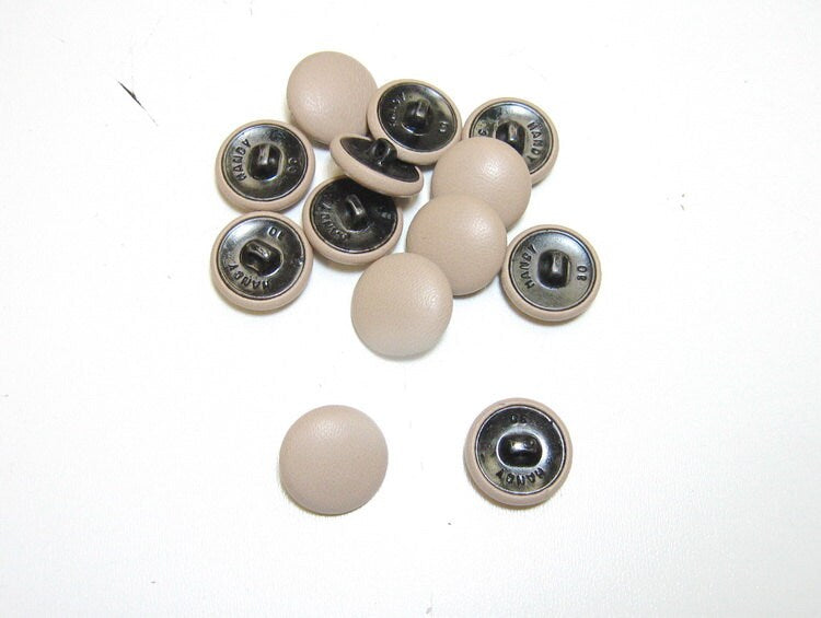 30 Line, Lambskin Covered, Hopper Back Buttons in Beige (12 PC.)