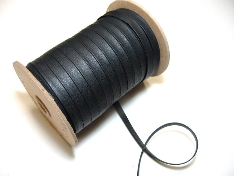 CLEARANCE!!!! 3/8" Double Folded, Cowhide Leather Stripping In Graphite (3 yds) 0375BD8 very dark grey/gray - almost black