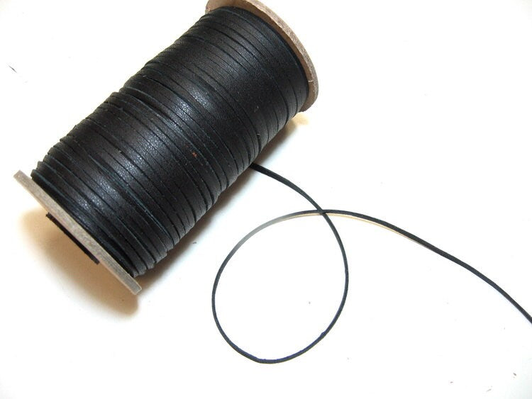 CLEARANCE!!!! 1/8" Back-to-back Cowhide Leather Lacing in Black 1500 (5 yds) 3620XD8