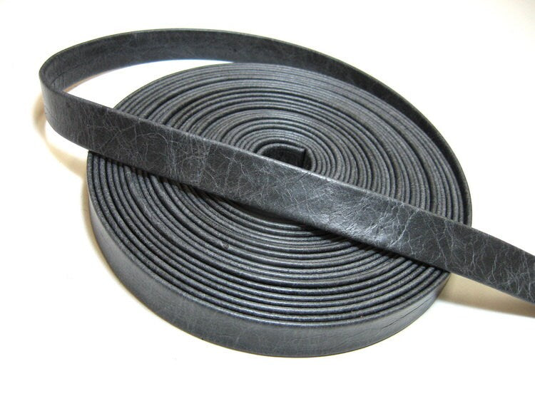 1" Double-folded & Reinforced Cowhide Leather Strap in Vermont Grey (1 YDS) 1000RDB