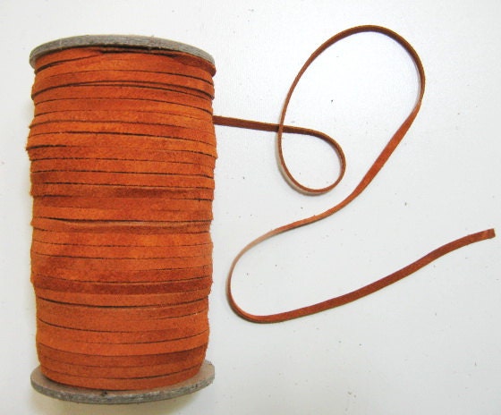 Italian Calf Split Suede Lacing 5/32" Flat (17 yds) 0156ND9 in Rust DIY; tassels; dream catchers; fringes; leather crafts; leather string