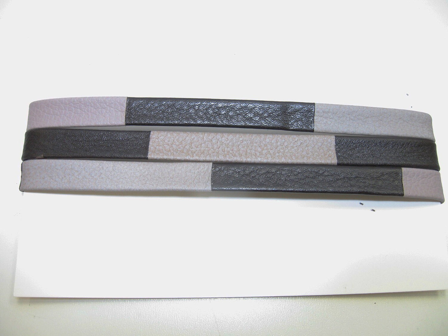 Genuine Multicolored Cowhide Leather Stripping 1/2" Double-folded (1 YD) 3709XD9 Taupe Black