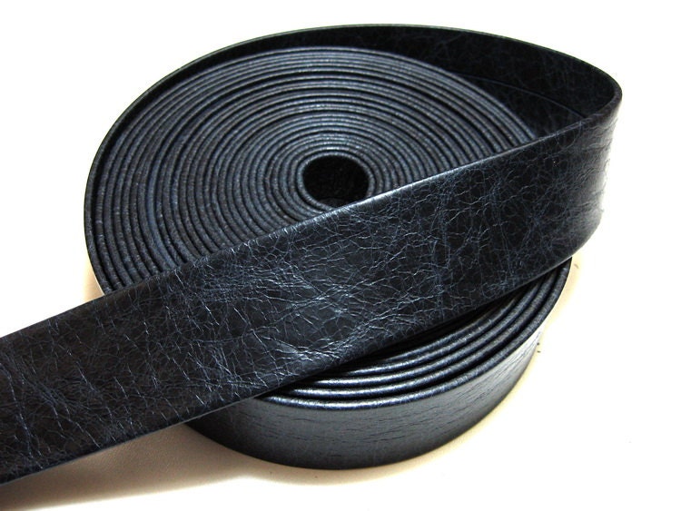 1 1/2" Folded & Reinforced, Cowhide Leather Strap in Vermont Navy Blue (1 yd) 1500RDB