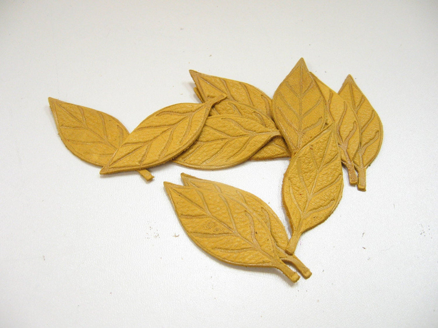 Leather Die Cut Leaf Shapes with Veins in Various Colors (12 pieces)