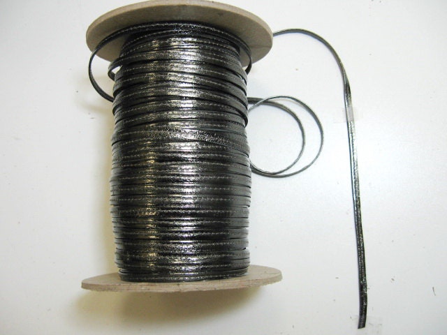 3/16 Stitched Jewelry Cord Lacing in Dark Gunmetal Lamb Leather (3 yds) 3706XLE leather lacing; leather cord; leather string; leather crafts