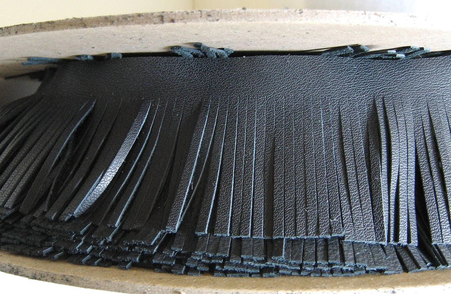 Cowhide Fringe Trim Tape Black 1500 Nappa Garment Leather 2-1/2" x 1/8"(1 foot) F25001259