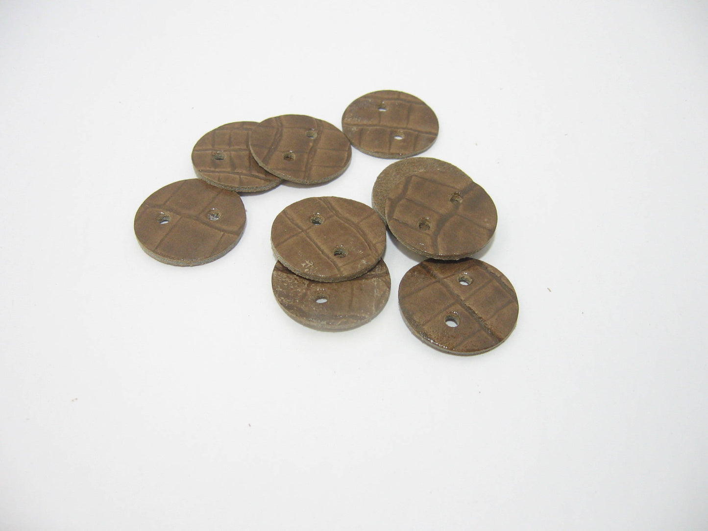 Discounted 10 Real Leather buttons/Washers 1" Round sewing - 2 hole ; crafting; DIY; dressmaking; purses; handbags; jewelry; sew through