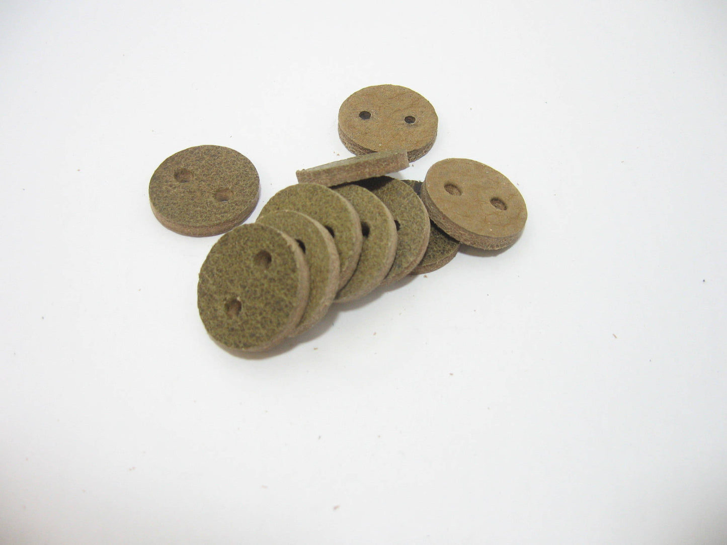 Discounted 10 Real Leather buttons/Washers 1" Round sewing - 2 hole ; crafting; DIY; dressmaking; purses; handbags; jewelry; sew through