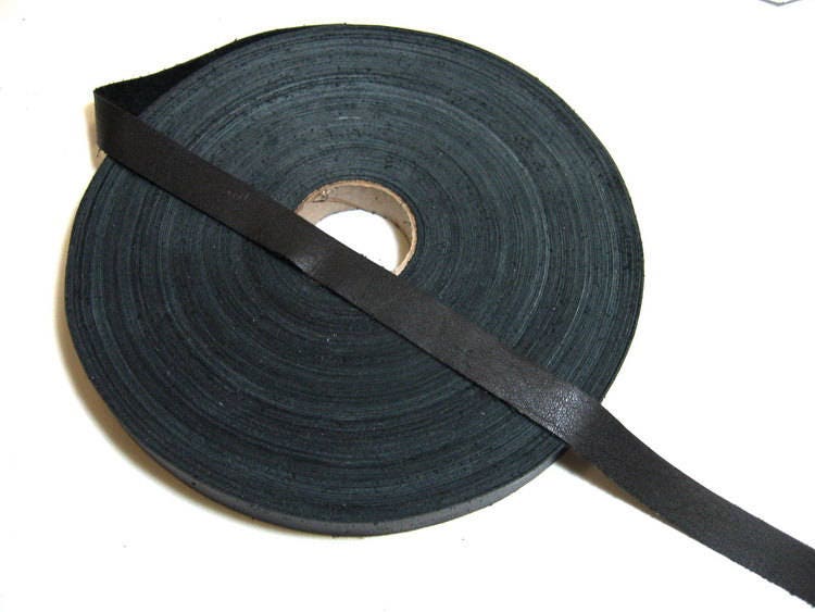 5/8" Flat Cowhide Leather Binding in Black 1500 0625ND9 trim tape; edge binding; leather tape