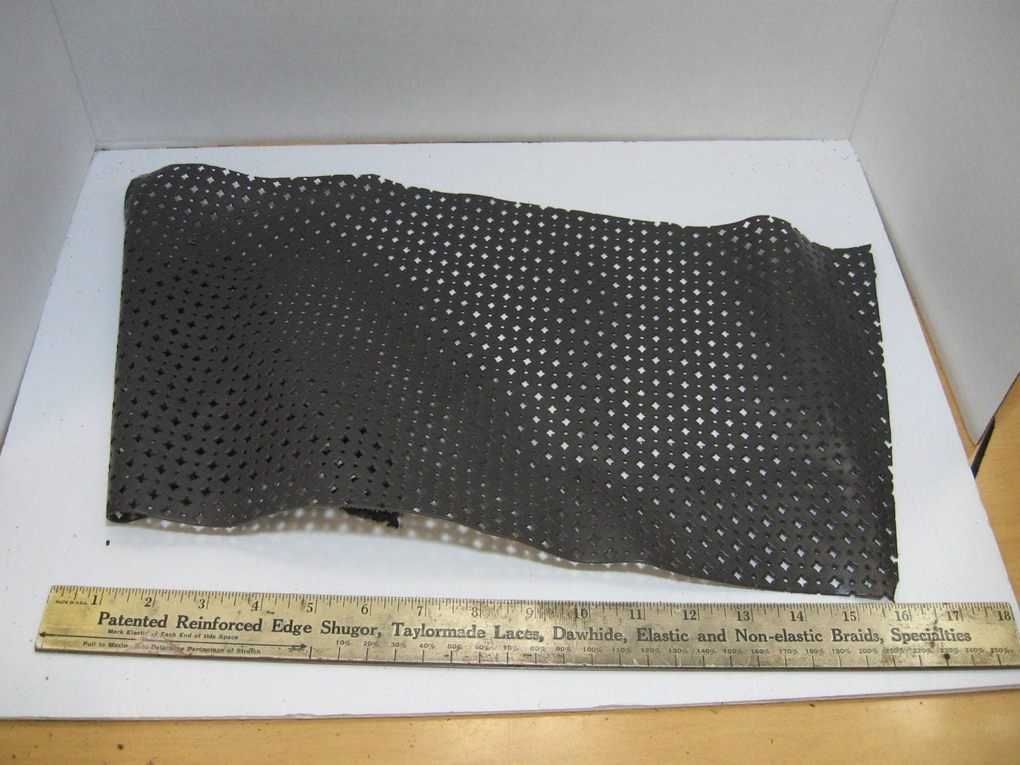 Large Perforated Cowhide Leather Piece in Shiny Gray/Grey 4P8 200 sq inches - leather scrap, leather scraps, scrapbooking
