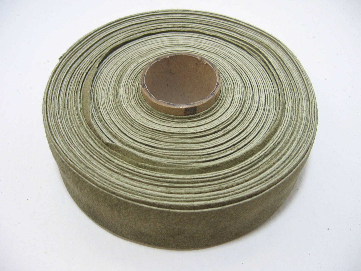 1-1/2" Flat, Pig Split Suede Binding in Light Olive Green (2 YDS) 1500NP4 - large wide binding in genuine leather