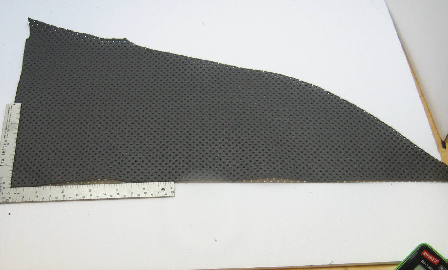 Gray/Grey Perforated Cowhide Leather Piece 96 square inches 3P1 leather scraps; eco friendly; scrapbooking; crafting