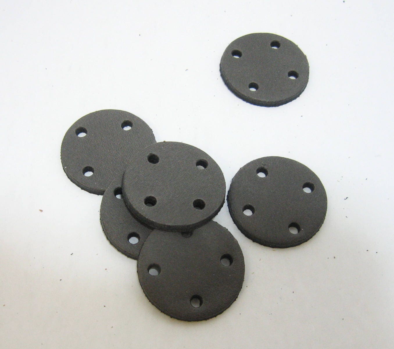 Round Real Leather Washers 1-1/4" diameter; gray; beige scrapbooking; DIY; leathercrafts - four hole; leather button; leather anchor