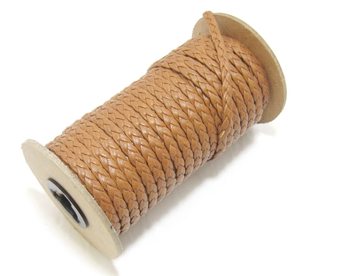 1/4" wide 3-strand Cowhide Leather Braid in Corral Brown (2.22 YDS) 0125RDB03 - jewelry making; sewing; crafting; leather trims