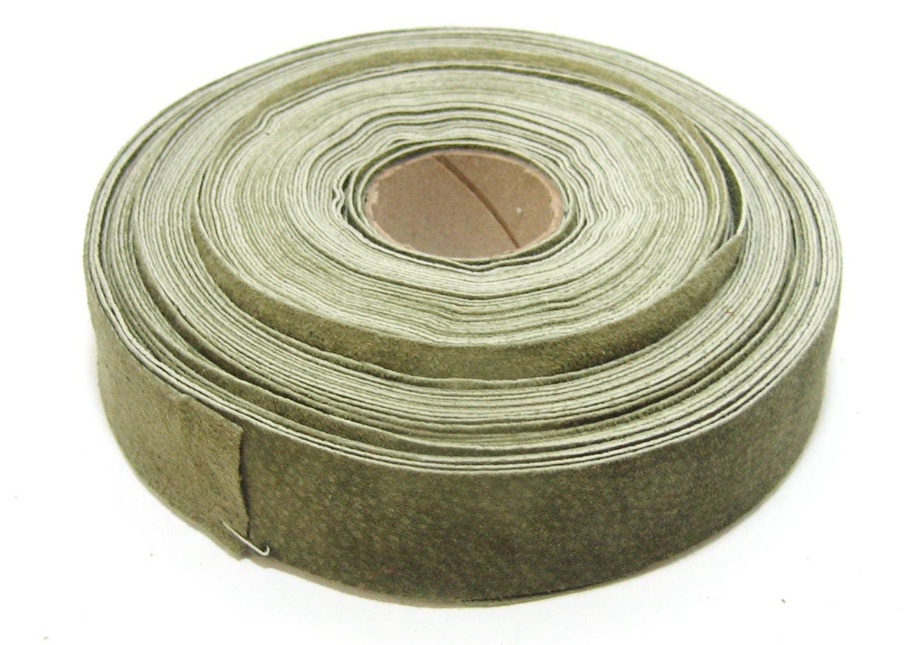 1- 1/4" Flat, Split Pig Suede Stripping, in Light Green Olive (3 YDS) 1250NP4 trim tape; edge binding; leather tape