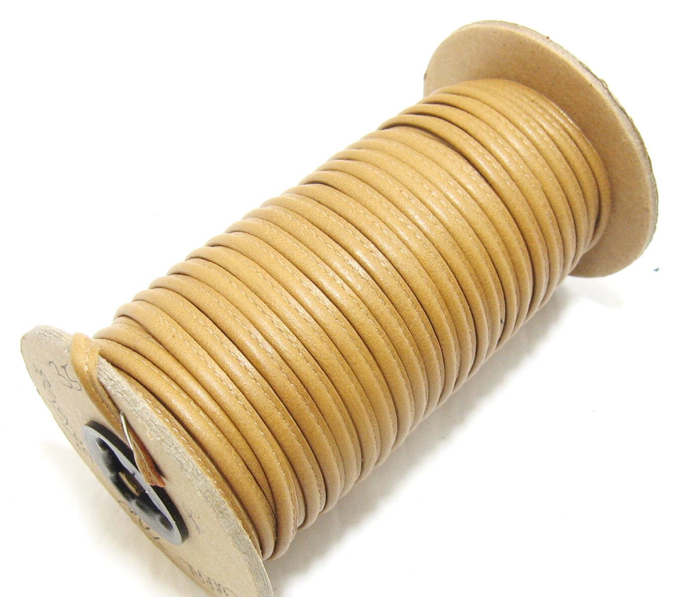 3/16" Stitched Round Reinforced Leather Jewelry Cord in Corral Tan (3 YDS) 3656XDB