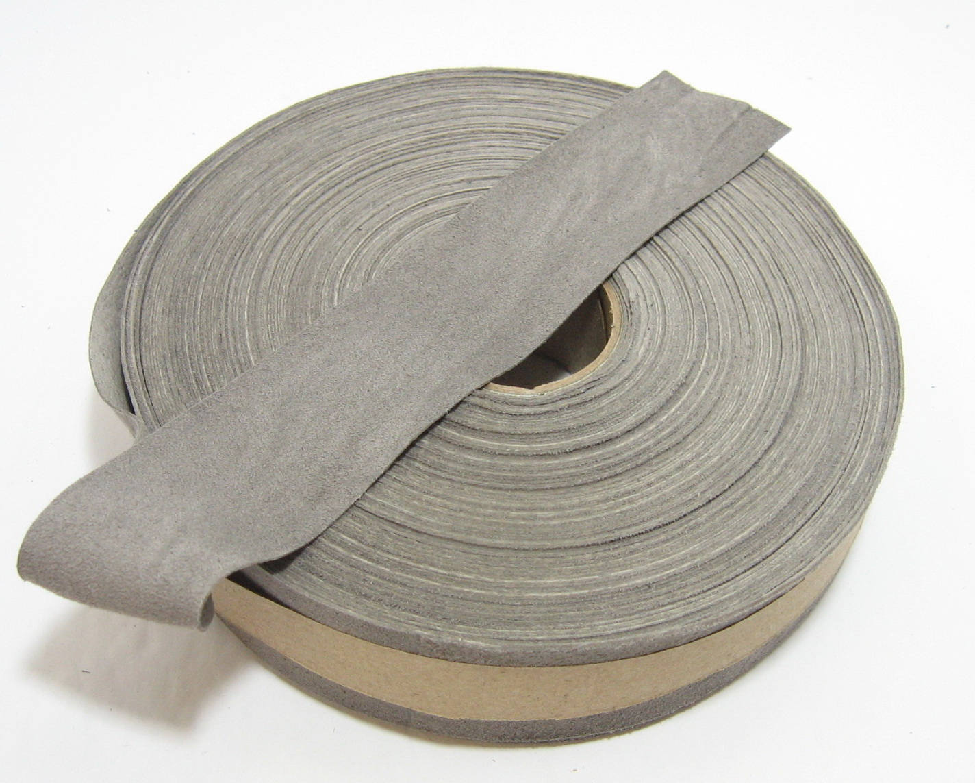 1- 1/4" Flat, Pig Suede Stripping, in Light Gray/Light Grey (3 YDS) 1250NP5 Gray #1 trim tape; edge binding; leather tape