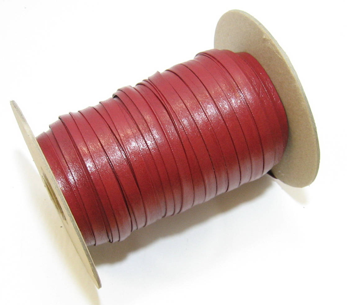 3/8" Polyurethane Leatherette Stripping in Red (10 yds) 0375BUPU faux leather strips; jewelry cord; trimming; vegan leather trim