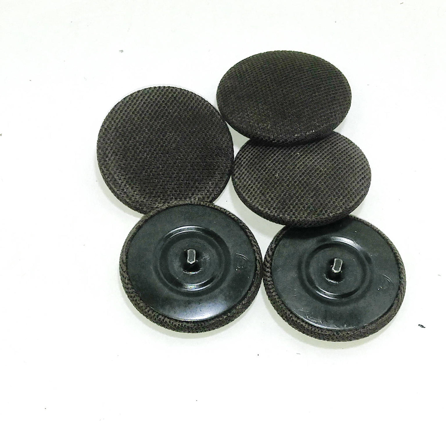 60 Line, Fabric Covered, Hopper Back Buttons in Black, Green or Dark Brown (5 PC.)