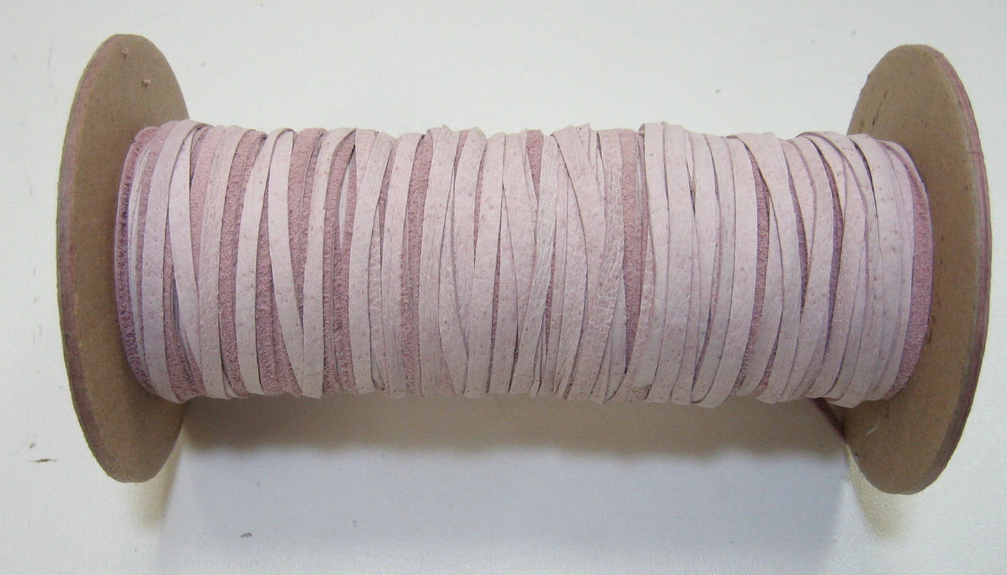 1/8" Flat, Pig Suede Lacing in Pink (10 YDS) 0125NP4 jewelry cord; DIY;dream catchers; leather crafts; tassels; fringe