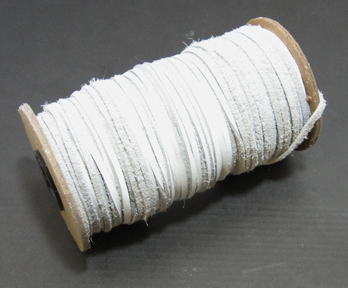 1/8" Flat, Cowhide Leather Lacing in White Duquessa (10YDS) 0125ND9 - jewelry; dream catchers; tassels; DIY; fringe