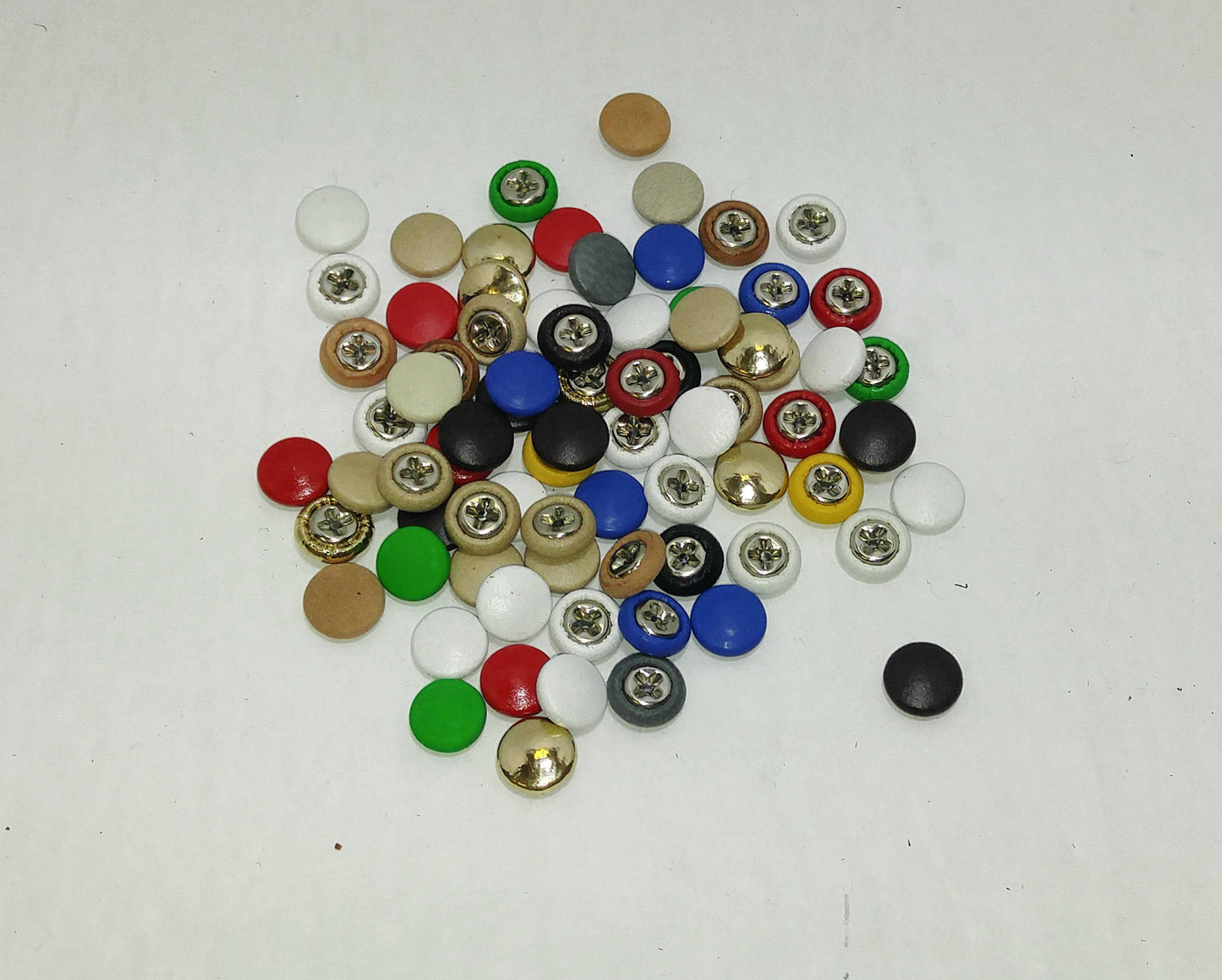 26 Cowhide Leather Covered Buttons 14 Line, RANDOM Color Assortment Pivot Back; crafters; scrapbooking; arts and crafts; Half Ball