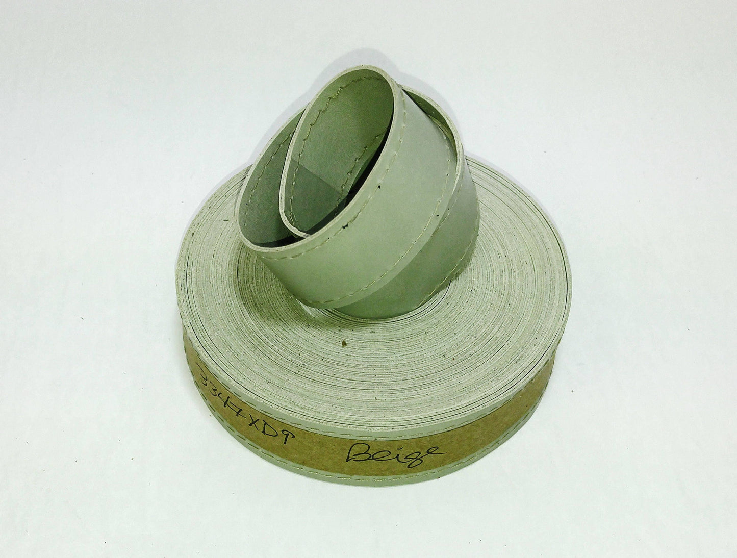 1" Back to Back Stitched Genuine Cowhide Leather Strap in Greige/Grey-Beige (1 yard) 3347XD9