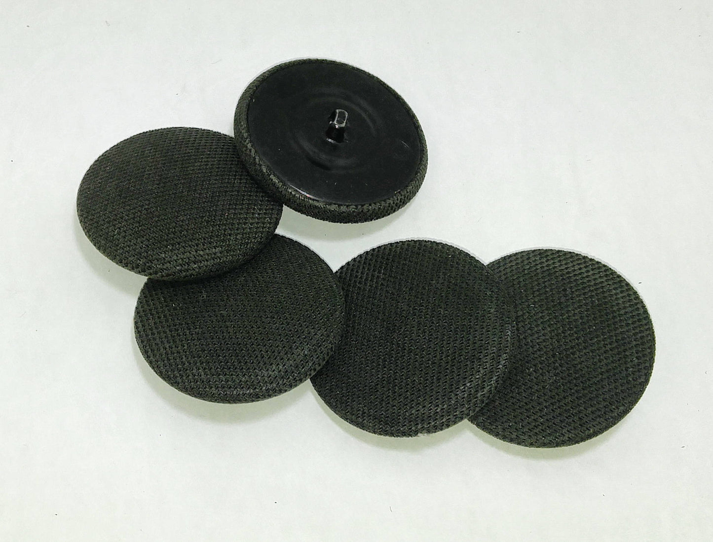 60 Line, Fabric Covered, Hopper Back Buttons in Black, Green or Dark Brown (5 PC.)