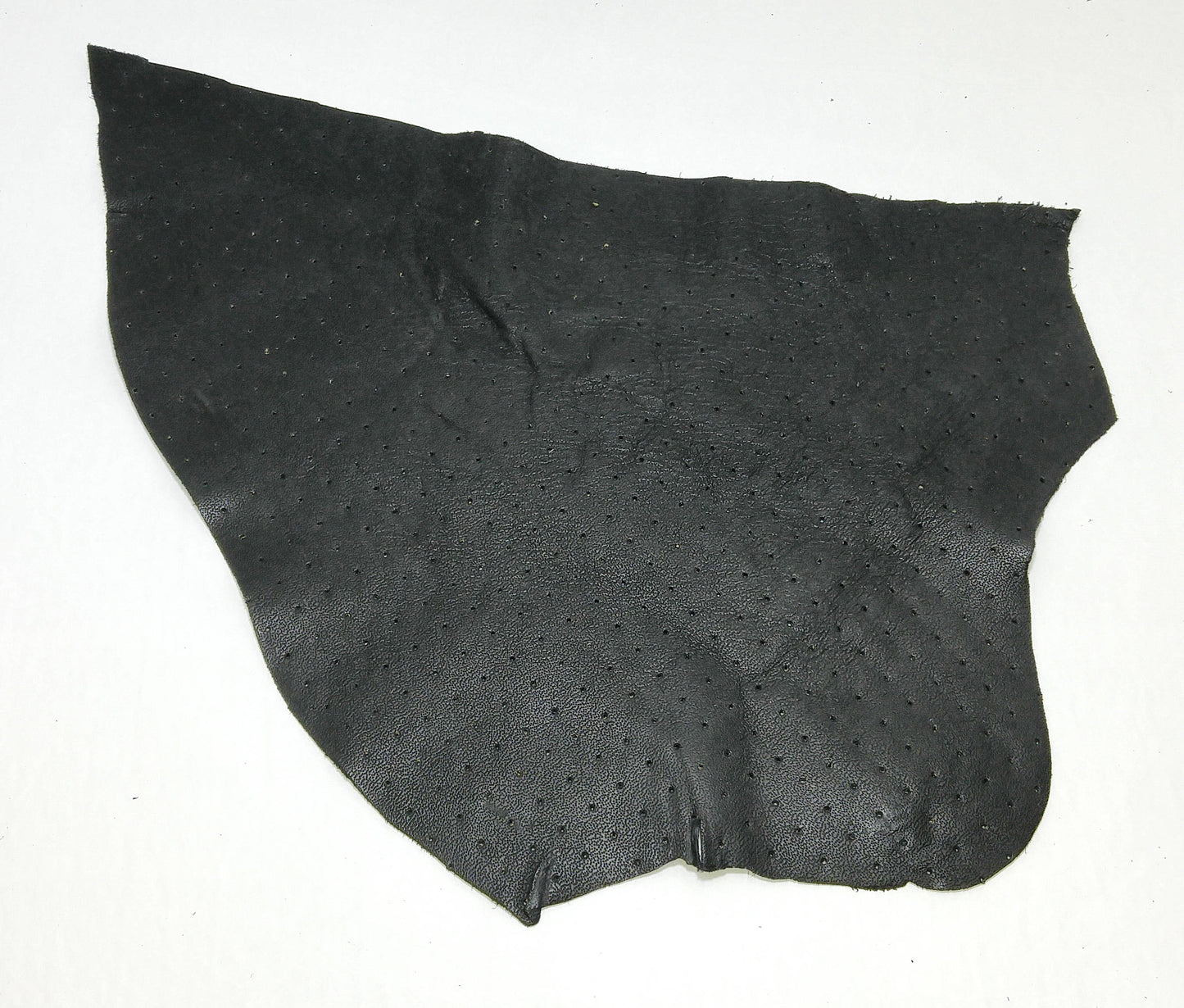 Black Cowhide Perforated Leather Piece 3P7- leather scraps; eco friendly; scrapbooking; crafting 02082018-3P7