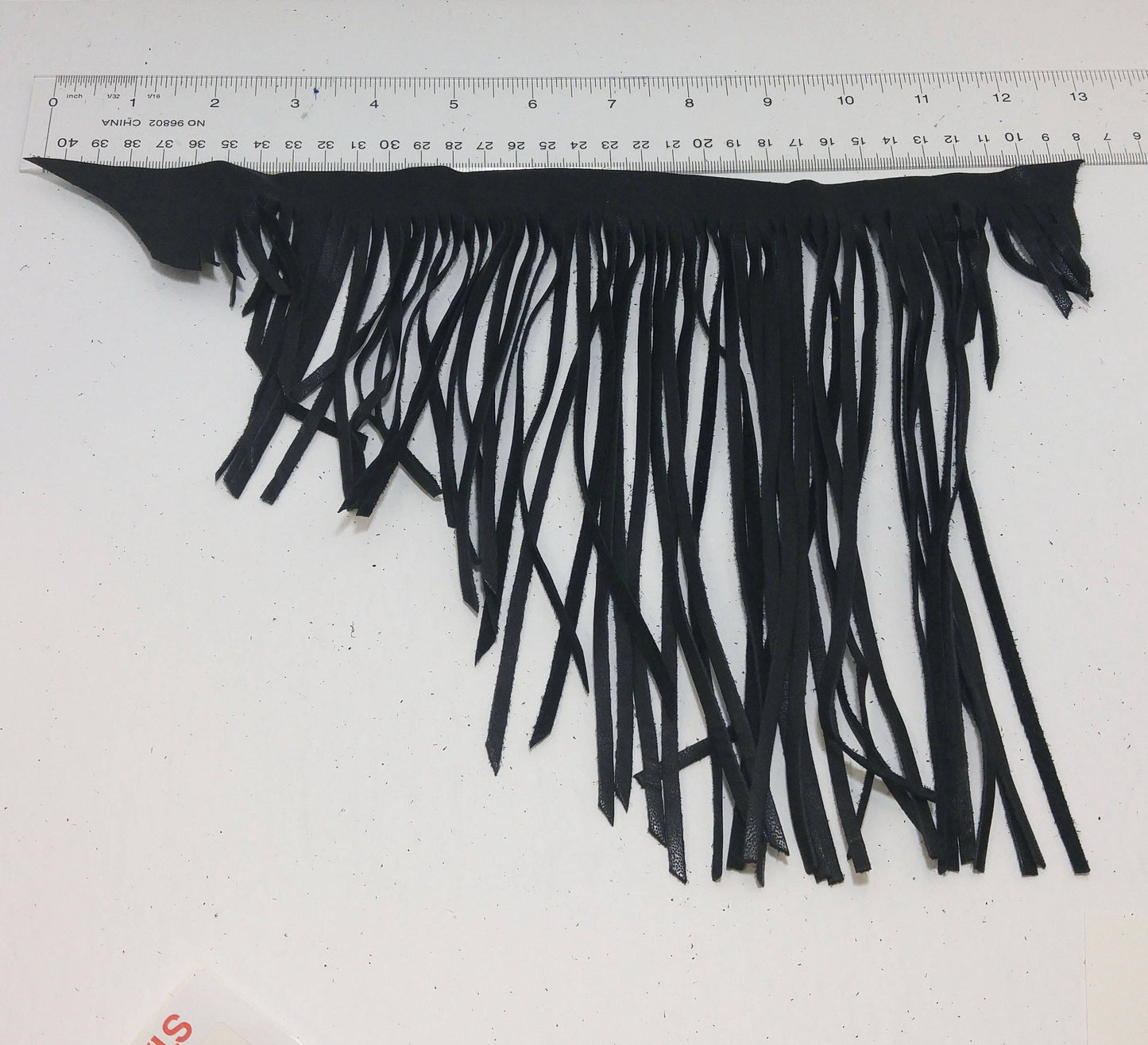 Asymmetrical Cowhide Fringe Trim in Black 1500 Nappa Garment Leather 12.75" long