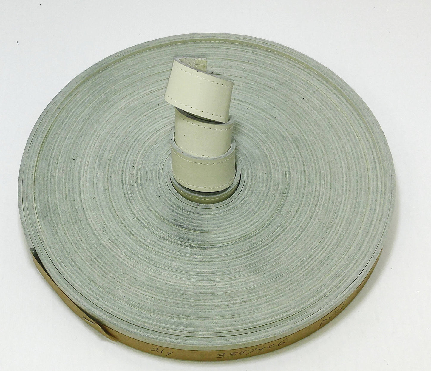 1" Back to Back Stitched Genuine Cowhide Leather Strap in Dull Cream (1 yard) 3347XC6