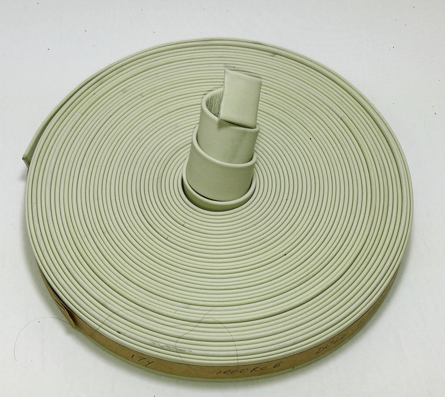 3/4" Double Folded, Reinforced, Cowhide Strap in Dull Cream (1 YD) 0750RC6 White Off White Eggshell Mushroom