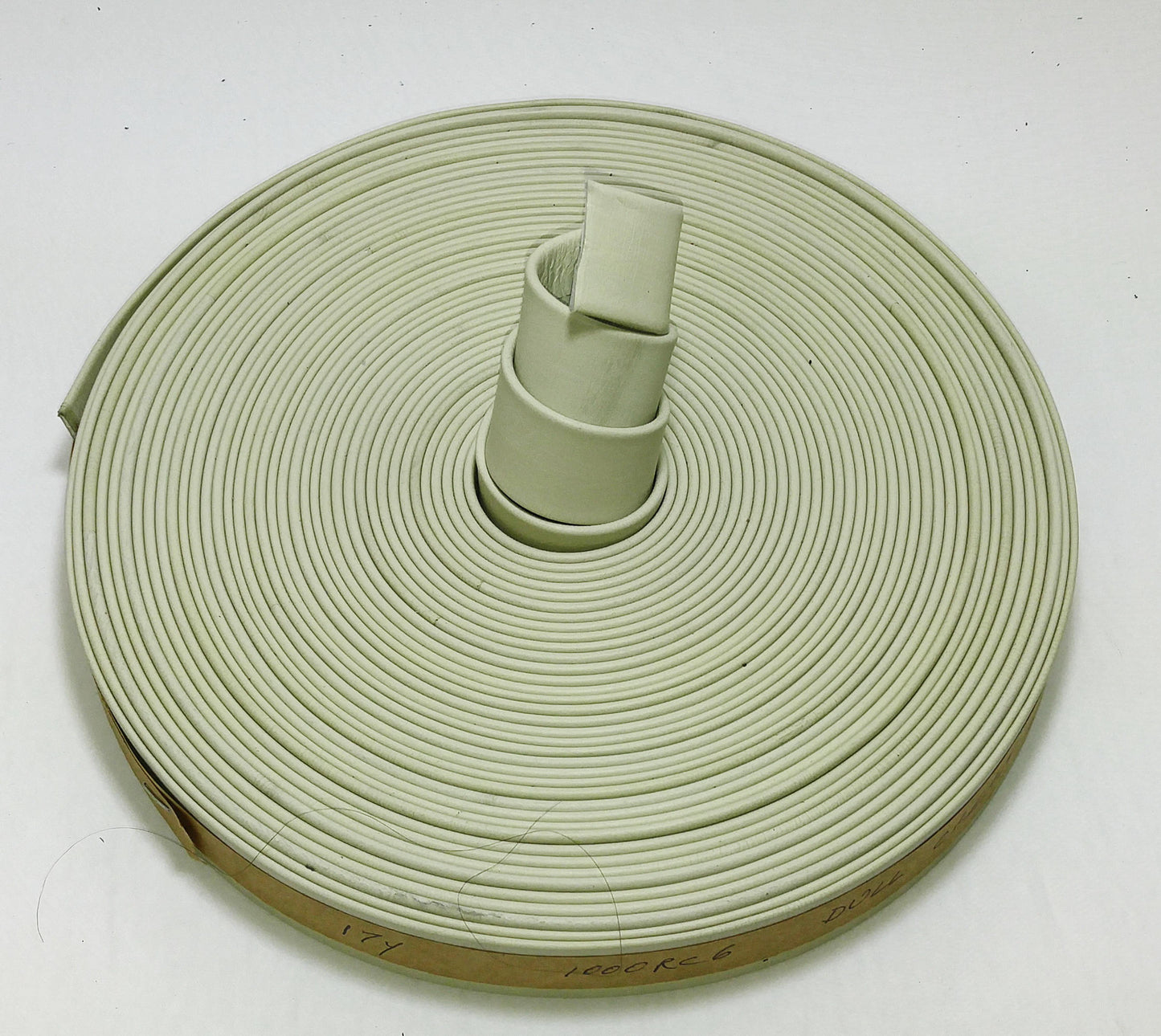 1" Double Folded, Reinforced, Cowhide Strap in Dull Cream (1 YD) 1000RC6 White Off White Eggshell Mushroom