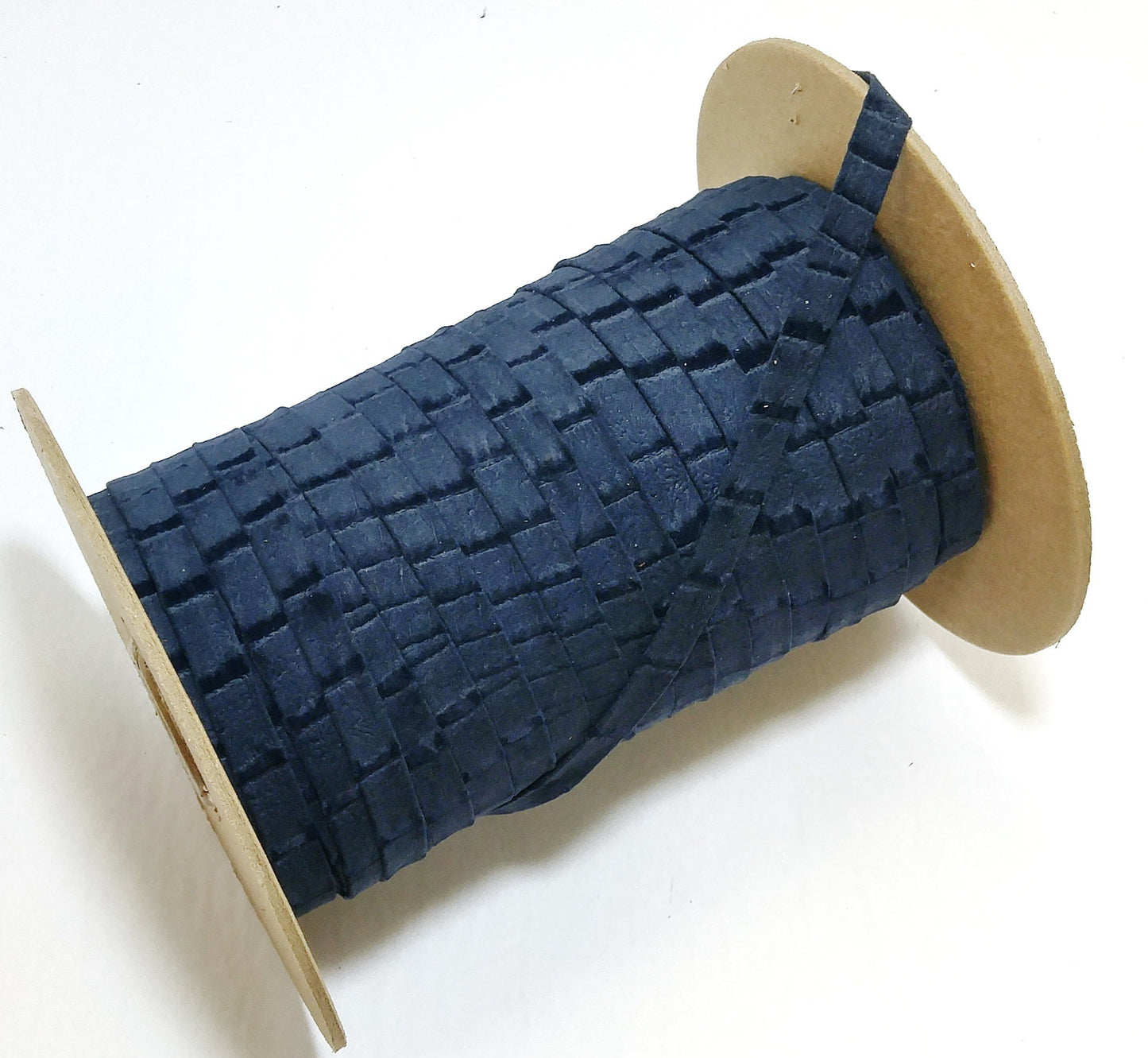 3/8" Polyurethane Faux Suede Stripping in Navy Blue Iguana (10 yds) 0375BUPU faux leather strips; jewelry cord; trimming; vegan leather trim