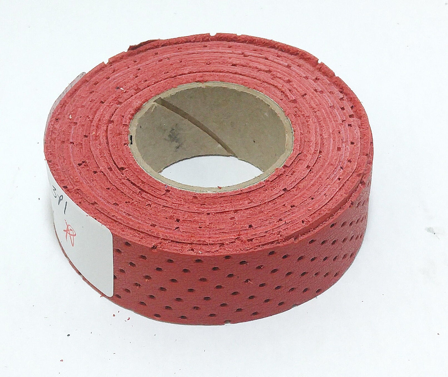 1" Flat, PERFORATED Cowhide Leather Binding in Red #1 (4 YDS) 1000ND93P1 edge binding; perforation; 3P1; trim tape; sewing; crafting