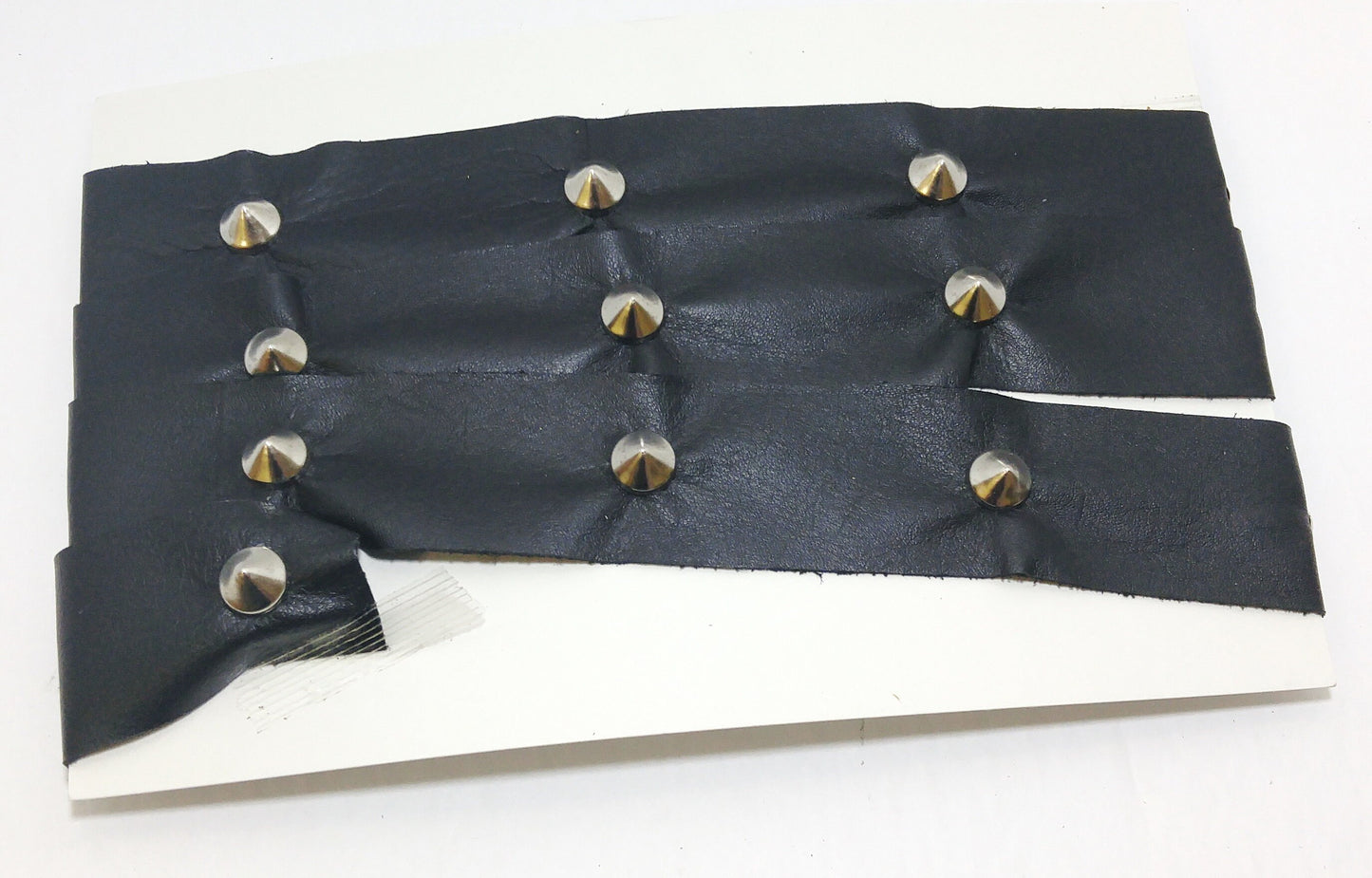 2.75 Yards of of 1-1/2" wide Genuine Cowhide Leather Trim Tape in Black with Bronze Nailhead Accent; edge binding; top stitch decoration