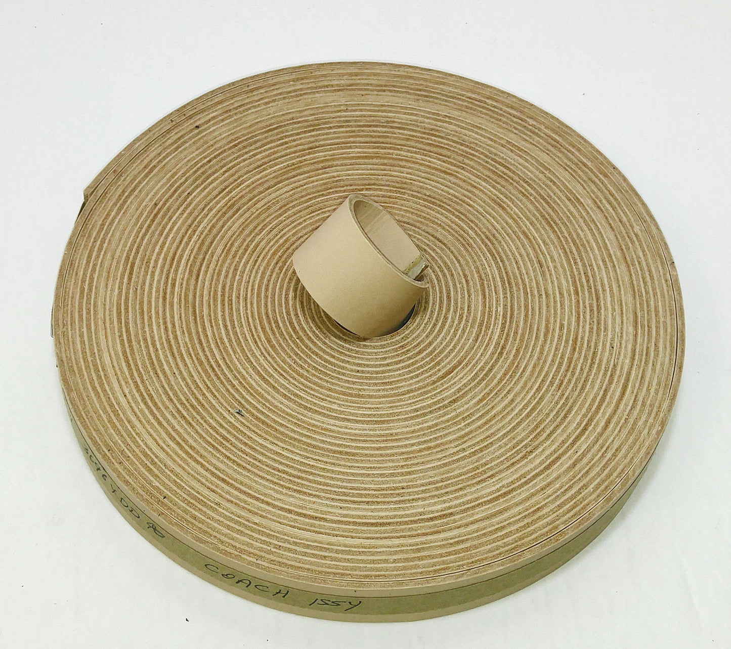 1" Cowhide Leather Stripping in Coach Issy Beige; Tan; Natural (1 YD) 3696XDD- straps, leather shelving; harnesses - Back to Back