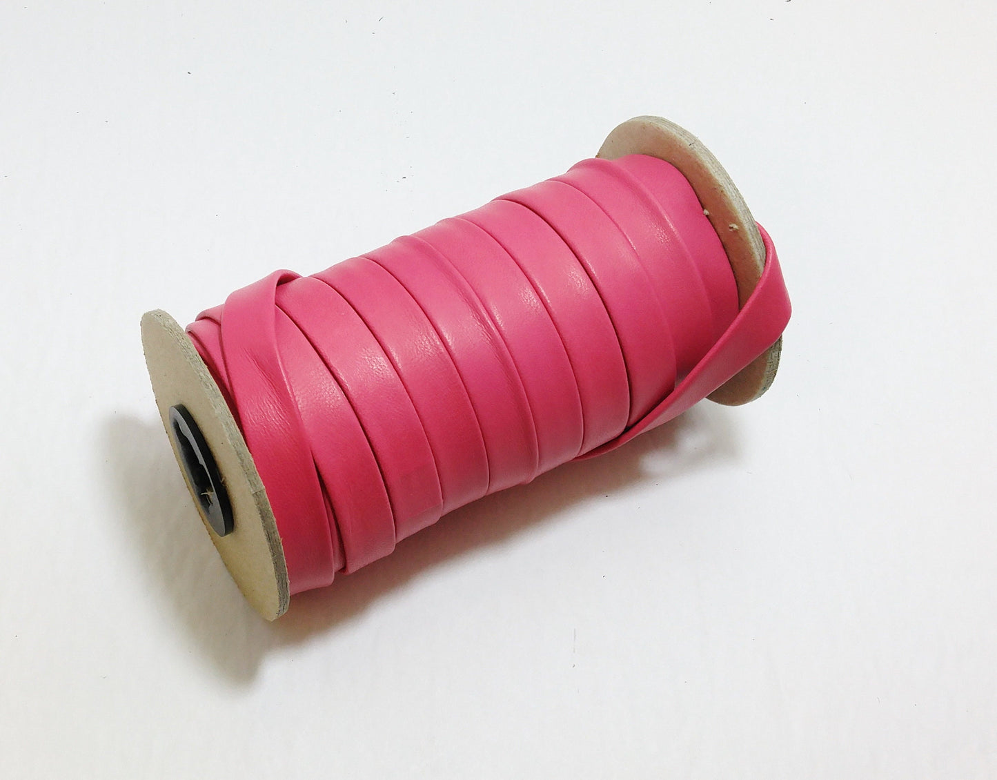 1/2" wide lamb leather strip in Bubble Gum Pink Lambskin (3 yds) 3702XLA Double-folded & Reinforced