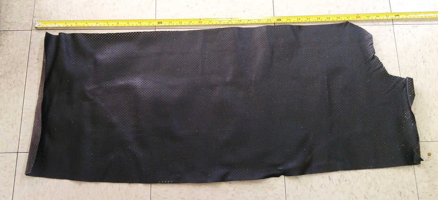 LARGE Perforated Cowhide Genuine Leather Piece 3P1 - Dark Brown - leather scraps; eco friendly; scrapbooking; crafting; leather working