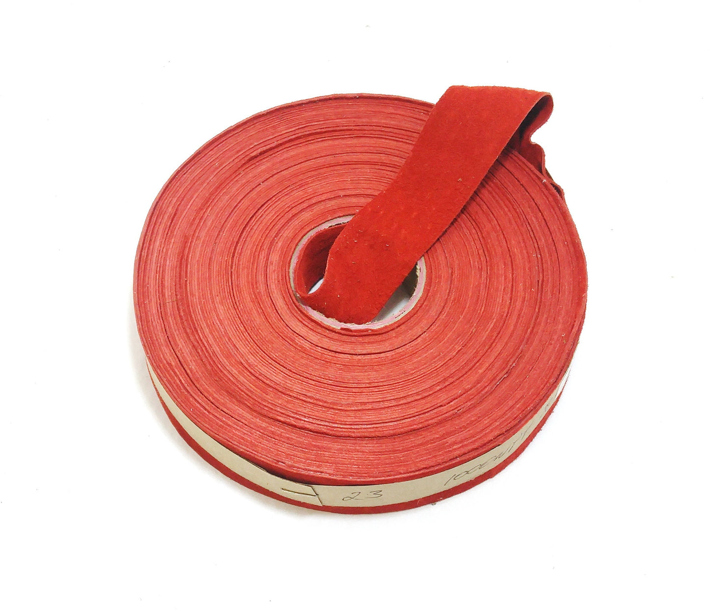 1", 1-1/4" or 1-1/2" Flat, Pig Split Suede Binding in Christmas Red (5 yds) 1000NP4 trim tape; edge binding; leather tape